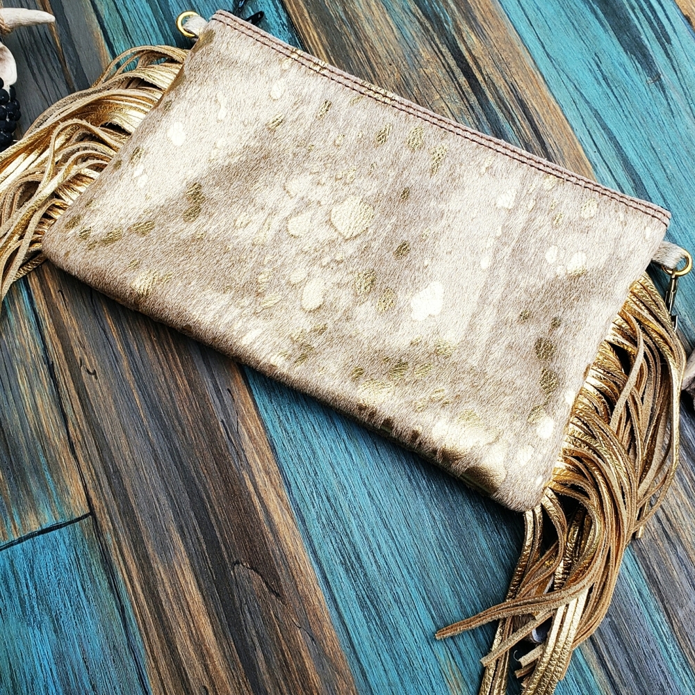 Golden Girl Hair on Hide Clutch